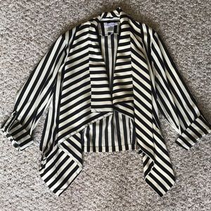 Black and cream striped waterfall blazer/cardigan